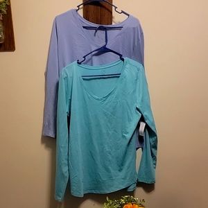 Set of Two NY&C Long Sleeve Tops Shades of Blue Size L